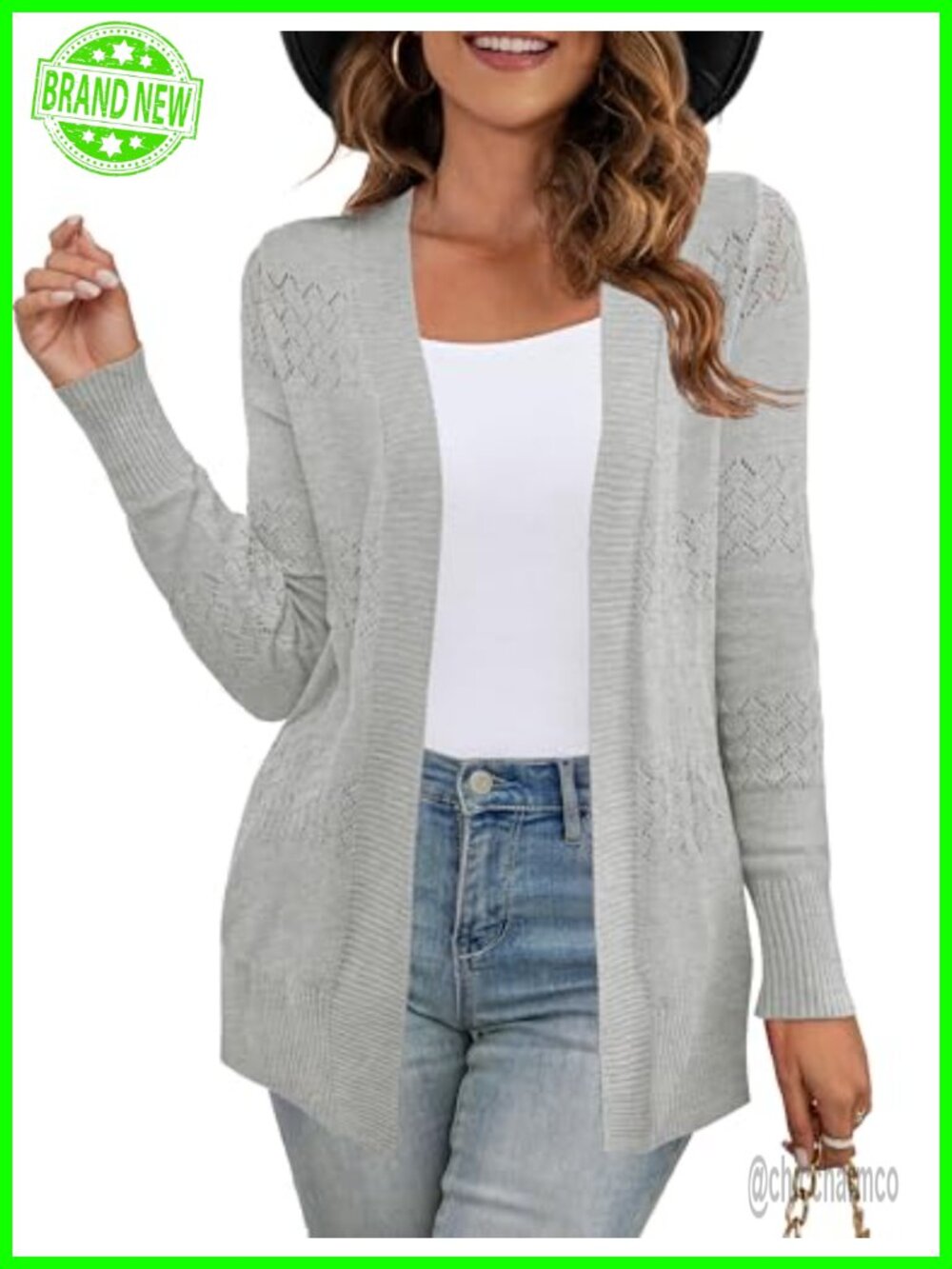 Women's Boho Crochet Knit Cardigan Loose Fit Open Front Sweater